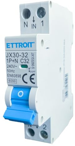 ZOREI Interruttore Magnetotermico Automatico 32A C32, MCB 1P+N Curva C 6KA, 220V Slim Da 1 Modulo DIN, Salvavita Stotz