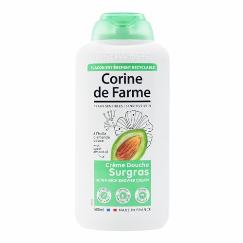 Corine de Farme - Crème Douche Surgras à l'Huile d'Amande Douce - pH Neutre, Origine Naturelle - Contrôle Dermatologique - Fabrication 100% Française - 500ml