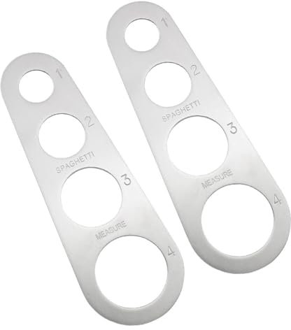 2 strumenti di misurazione per spaghetti in acciaio inox, 4 fori, righello per pasta, per la casa, la cucina, il ristorante