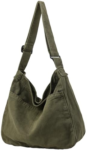 DAINAOTM Canvas Tote Bag Casual Hobo Crossbody Shoulder Bag for Women and Men Large Purse Messenger Bag Travel Work