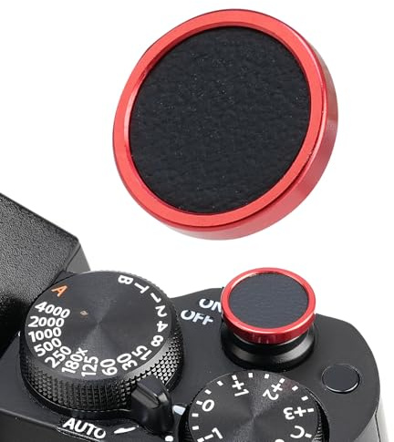 FOTGA 2-pack kameraslutarknapp PU-läder mjuk slutarknapp som passar till Fuji X-M5 X-T50 X100VI X-T5 X-T4 X-T3 X-T30 II X-E3, för Nikon ZF DF, för Leica M10 M9 M8 M7 (röd med svart)