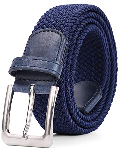 VONMELLI Cintura Elastica Uomo Intrecciata Cintura Uomo in Tessuto Cinturino Elastica Intrecciata Regolabile Casual Cinture Vintage Cinture Da Golf per Jeans Blu L