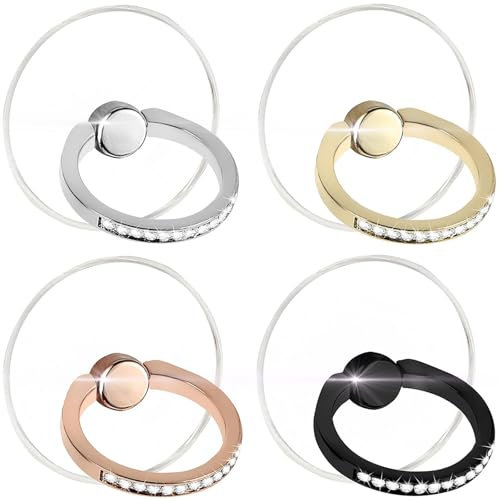 Ehuixinsheng 4 Pcs Diamond Phone Ring Holder Grip,360 Degree Rotation Transparent Cell Phone Ring Holder,Circular Phone Ring Support Holder for all Smart Phones and Phone Cases