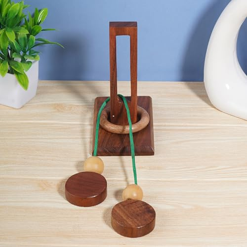 Ajuny Brain Teaser Puzzle Wooden Threading Rope Loop Puzzle Game for Adult & Kids - Puzzles String Mind Educational Challenge Toys for Family Fun & Home Decor