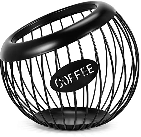 Happysnow Soporte para estante de café, K-tazas y espresso de gran capacidad, cesta de almacenamiento para cápsulas de café de metal
