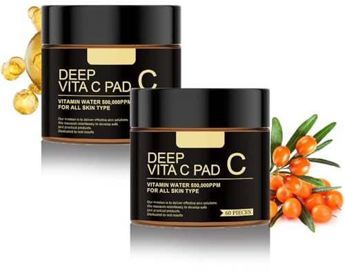 Vitamin C Brightening Pads 60 Count – Hydrating Moisturizing Spots Removing Cotton Pads, Exfoliating & Brightening Pads Face Cleansing Pads with Vitamin C for Glowing Skin (120Pcs, One Size)