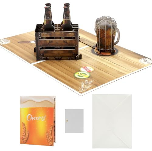 VQBKHO Tarjeta Emergente de Cerveza Tarjetas Emergentes 3D de Feliz Cumpleaños Tarjeta de Felicitación de Cerveza Decoraciones de Cerveza para Fiestas