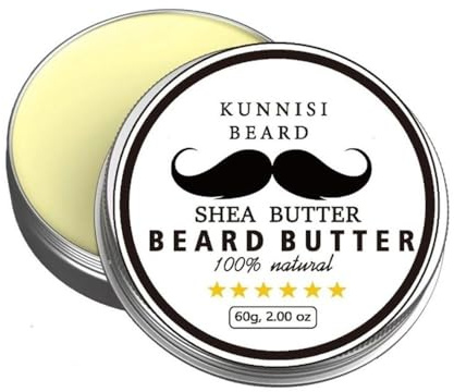 Kunnisi Beard Butter for Men – 100% Natural Shea Butter Beard Softener & Leave-In Conditioner | Nourishes, Moisturizes & Tames Coarse Beards | No Grease, No Residue | 60g (White Musk)
