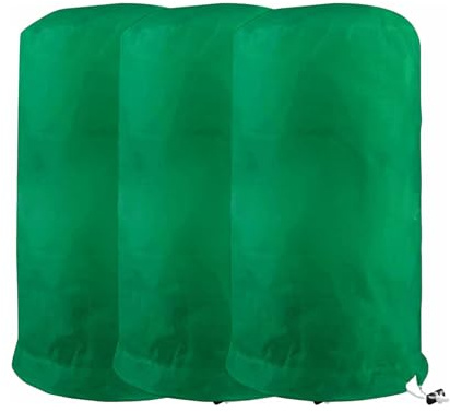 BESTORI Cappuccio Protezione Piante 3 Pezzi Sacco di Protezione Invernale per Piante Riutilizzabile per Telo di Protezione Antigelo Non Tessuto, Verde, 100 x 120 cm