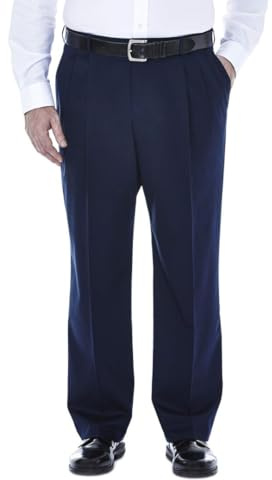 Haggar Pantacourt à la Taille et Plis pour Homme - Bleu - 48W x 32L