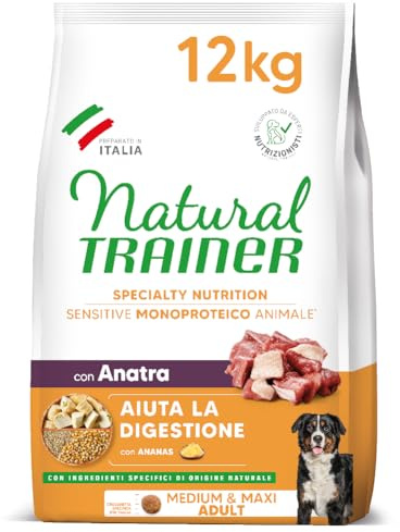 Natural Natural Trainer Sensitive No Gluten Cibo per Cani Adulti con Anatra e Cereali Integrali - 12kg