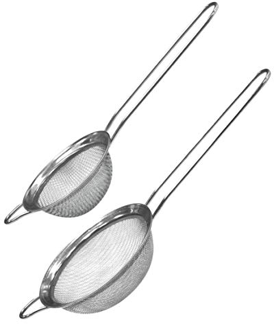 SQ Professional Stainless Steel Tea Sieve - Wire Mesh Sieve with Strong Sturdy Handles - Fine Mesh Tea Strainer Set of 2