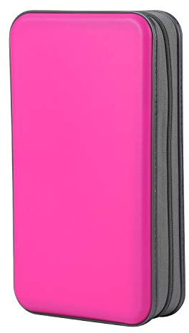 alavisxf xx CD Tasche, 96 CD/DVD Tasche Hartplastik CD Taschen Aufbewahrung Schutzhülle DVD Lagerung CD Tasche für Kinder Auto (Hot Pink, 96 Kapazität)