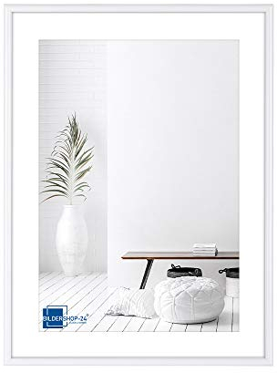 Bildershop-24 Kunststoffrahmen modern Bilderrahmen, (15 X 21 cm) DIN A5 weiß, inkl. Tischaufsteller