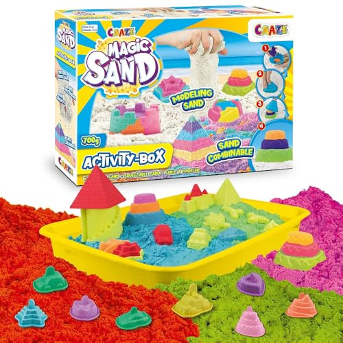 CRAZE Magic Sand Arena Mágica Cinética 700g con Moldes y Herramientas, No Mancha, Juego Sensorial para Niños