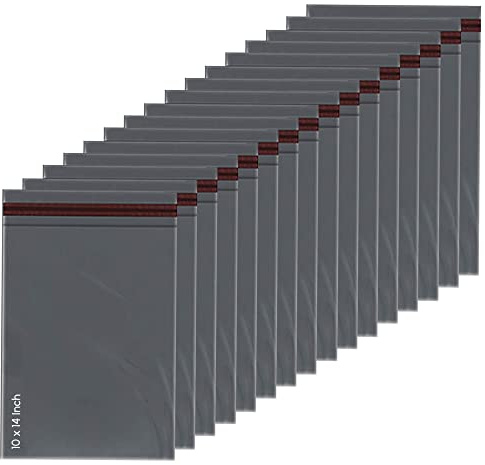 1ABOVE Paquete de 50 bolsas de polietileno autoadhesivas para envíos postales, color gris, paquete de correo, varios sobres para envíos postales (10 x 14)