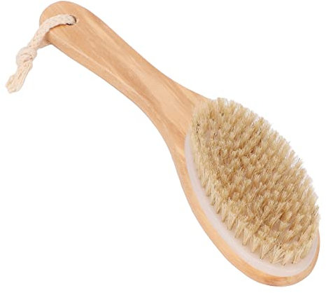 Spazzola per il Corpo a Spazzolatura a Secco, Spazzola per il Corpo a Secco con Setole Naturali e Manico in Legno Sagomato Spazzola Esfoliante Scrubber per il Corpo Esfoliante per Drenaggio Linfatico