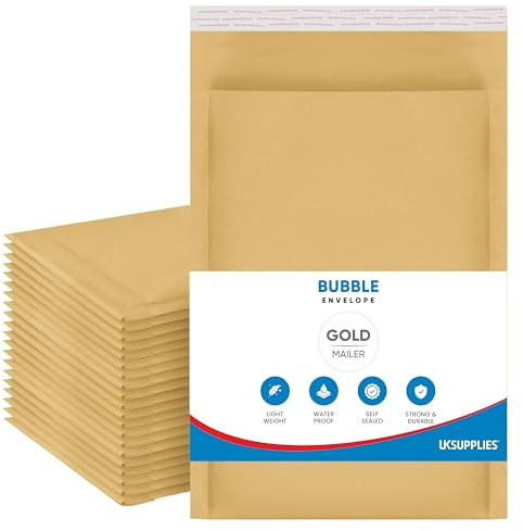 UK SUPPLIES LIMITED Padded Gold Bubble Envelopes (Pick Size & Qty) Peal & Seal Packaging Bags Bubble Mailers Postal Wrap Envelopes Parcel Mailers Ideal for Mailing Goods (A6 - Pack of 10)