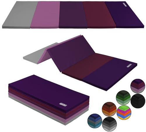 ALPIDEX Esterilla de gimnasia 185 x 78 x 3,2 cm plegable colchoneta de ejercicio suave de suelo deportiva para el hogar niños adultos, Color:lila