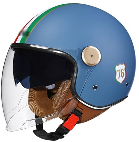 Motorradhelm Halbschalenhelm Mit ECE-Zulassung Männer Und Frauen Vintage Deutsche Motorrad Halbhelme Mit Visier Offener Helm for Bike Cruiser Chopper Moped Scooter 9,M:57-58CM