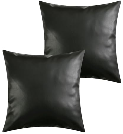 MUKA fundas de almohada de piel sintética, cosidas a mano, funda de almohada decorativa para respaldo de sofá de cuero