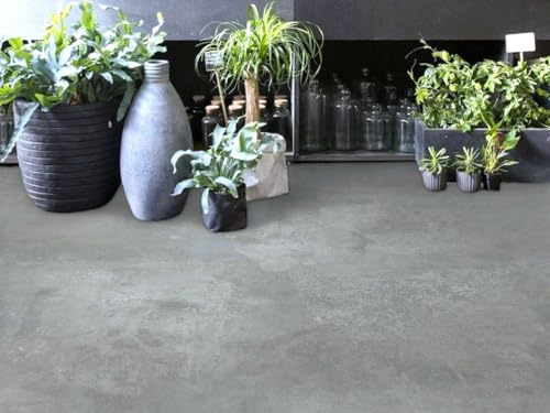 PVC Bodenbelag Vinylboden in grauer Beton Art, Zuschnitt (2m breit, 3m lang)