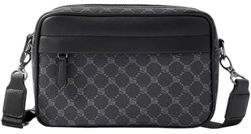 Hjkiopc Men's Small Shoulder Bag,Multi Pocket CrossBody Bags,Messenger Shoulder Bag,Waterproof and Lightweight Satchel Bag for Daily Use in Work and Travel(Black)