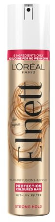 L'Oréal Paris Elnett Hair Spray, for Coloured Hair with UV Filter, Up to 72H Hold, 200ml