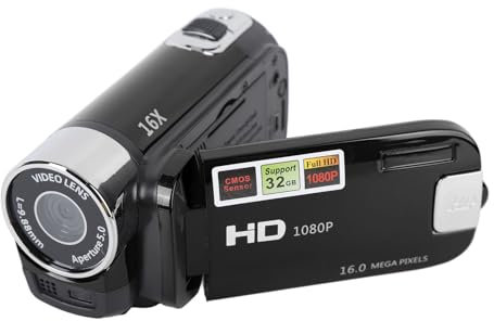 Yosoo Health Gear Handheld Video Camera Camcorder, 1080P 4K 48MP DV Camera 16x Digital Vlogging Video Camera 2.7in TFT LCD Rotatable Screen (Black)