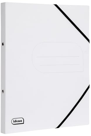 Idena 11098 - Eco Ringbuch aus Karton in DIN A4, Ordner in Weiß mit 20 mm Rückenbreite und 2-Ring-Mechanik, Gummizug über Eck