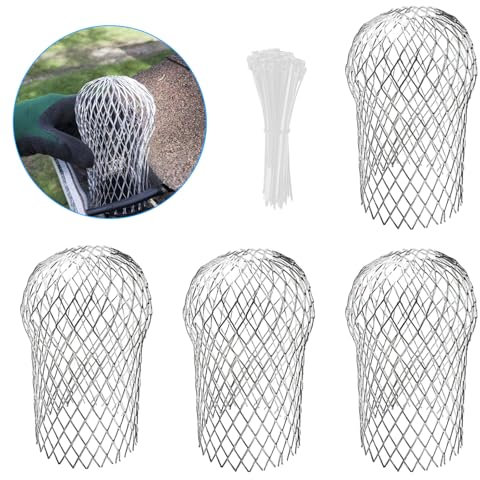 4 protectores de canalón de aluminio, protector de hojas de metal de 3.5 pulgadas, protector de canalón de bajante expandible, cubierta de pantalla de canalón de 2 a 4 pulgadas, malla protectora de