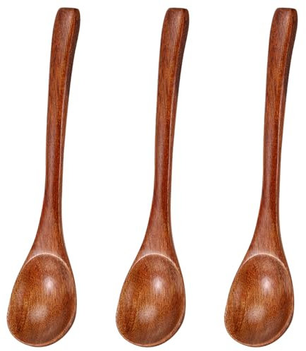 Arcjunys Holzlöffel Klein Honiglöffel Holz Löffel Holzlöffel Groß Holzlöffel Set Wooden Spoon Löffel Holz mit Holzstruktur für Mischen Rühren Backen Servieren