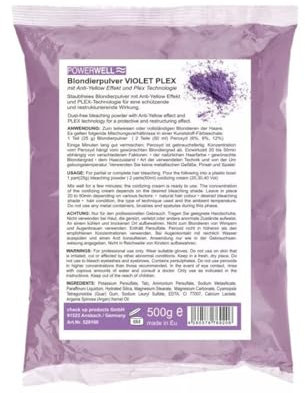 Powerwell Blondierpulver violett plex 500g Blondierung im Beutel mit Anti-Yellow Effekt und Plex Technologie