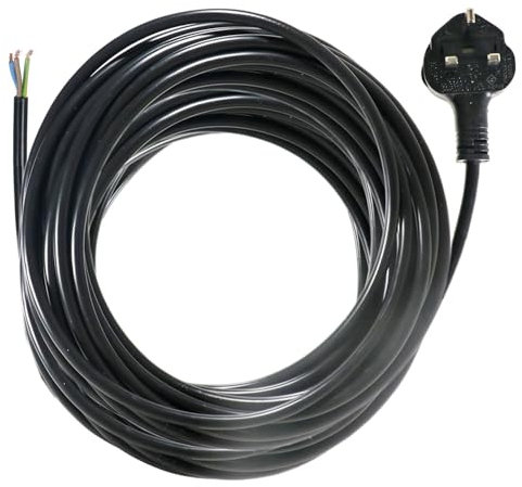 SPARES2GO Universal Cable 3 Core 13A 1.5mm UK Plug for Outdoor Garden Patio Heater Lighting Hot Tub Submersible Pond Pump (Black, 10m)