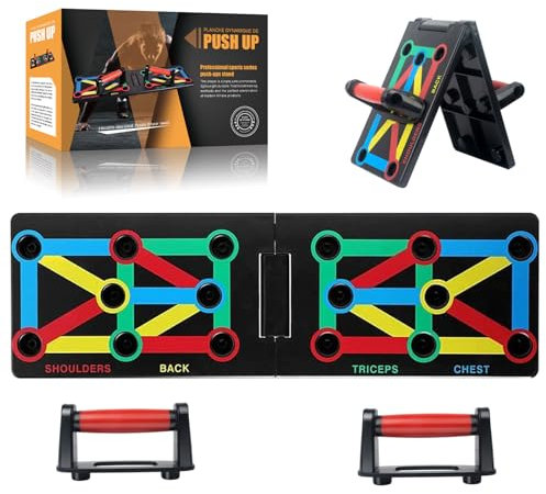 12 in 1 Liegestützbrett, Faltbare Liegestützgriffe Stangen Krafttrainingsgerät für Effektives Training der Muskeln des Oberkörpers Schultern, Brust, Rücken und Trizeps