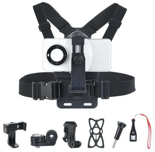 UTEBIT Support de Sangle de Poitrine pour Téléphone Harnais de Fixation Torse Réglable pour Caméras d'action Sangle de Montage Téléphone Compatible avec Gopro pour iPhone pour Samsung