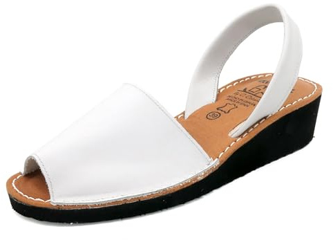 Avarca Sandales compensées en cuir de qualité supérieure pour femme avec talon compensé Menorquina Sandales compensées rembourrées