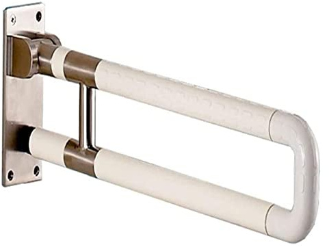 Agarraderas Barandilla de seguridad for inodoro plegable de acero inoxidable 304 con tubo exterior de nailon de 24 pulgadas, soporte for bañera abatible.