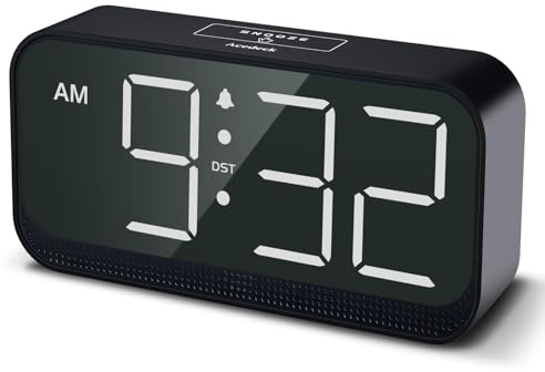 Acedeck Battery Operated Digital Clock: Cordless Small Alarm Clock for Bedroom Travel - Large Numbers 4 Dimmers for All Ages White Digits