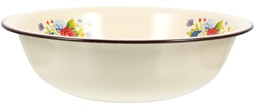 DONFAMDS Cuenco Esmaltado Retro para Mezclar en Cocina, Gran Capacidad, Material Resistente de Esmalte, Adecuado para Lavar Arroz y Uso Doméstico Varios estilos