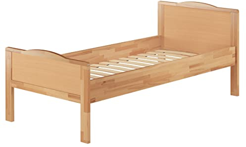 Erst-Holz®Seniorenbett extra hoch Buchebett Natur massiv 90x200 Einzelbett Futonbett Rollrost 60.70-09FL