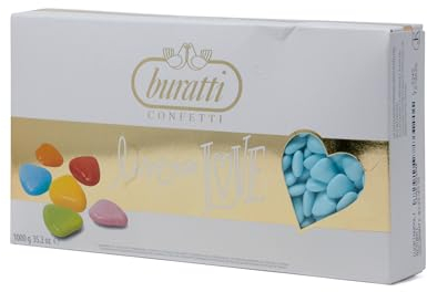 Buratti Confetti Dragées au Chocolat Mini Coeurs Bleu Clair 1 Kg