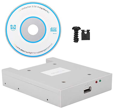 Ausla Lecteur de disquette USB, FDD-UDD U144 External USB 3.5 1.44MB Flash Drive, Emulateur Plug & Play, Blanc Gris
