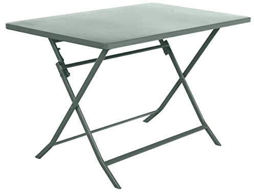 Hespéride - Table de Jardin Pliante Rectangle Greensboro 4 Places Vert Olive - Acier Antirouille Renforcé - Mobilier pour Jardin, Balcon, Terrasse