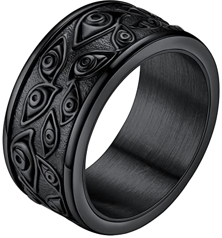 FaithHeart Schwarz Spinnerring in Ringgröße 67 Gottes Auge drehbarer Fingerring Meditations Ring Damenring Herrenring Ehering Paarring Freundschaftsring