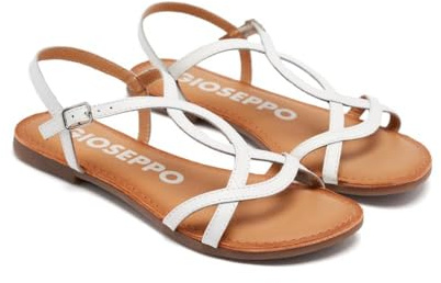 GIOSEPPO Sandali bianchi a strisce sottili da donna lamim, bianco, 36 EU