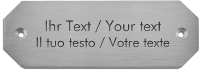 Personalisiertes Türschild aus Edelstahl mit Gravur - 103 x 37 mm, achteckig - gebürstete Oberfläche - Klingelschild, Namensschild mit eigenem Text