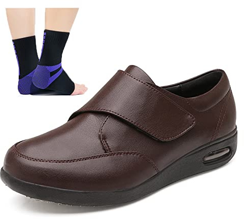 Aocase Zapatos Ortopédicos Diabéticos Edema Piel Zapatos Ancianos Pies Hinchados Fascitis Plantar Zapatillas Al Aire Libre Juanetes Zapatillas Cojín de Aire para Caminar,Marrón,43EU
