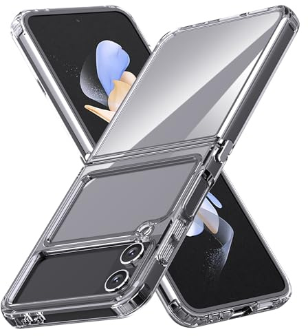 Anoowkoa fodral till Samsung Galaxy Z Flip 4 TPU och transparent PC hybrid hård akryl smalt telefonfodral klar ultrakristall transparent skyddande baksida flexibelt stötdämpande