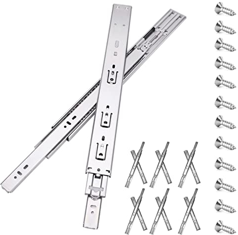 HLC Schubladenschienen vollauszug 6 paar (12 Stück), 50 cm Weiche Selbstschließende Schienen für Schubladen, Kugellager Gleitschiene 3-fach vollständig dehnbar Seitenmontage schubladenführungen